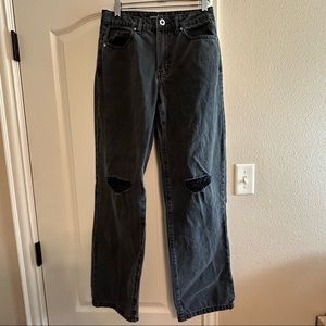 Boohoo Mid-Rise Ripped Dad Jeans